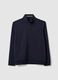 Blue cotton blend regular fit sweatshirt with full zip and high collar_4