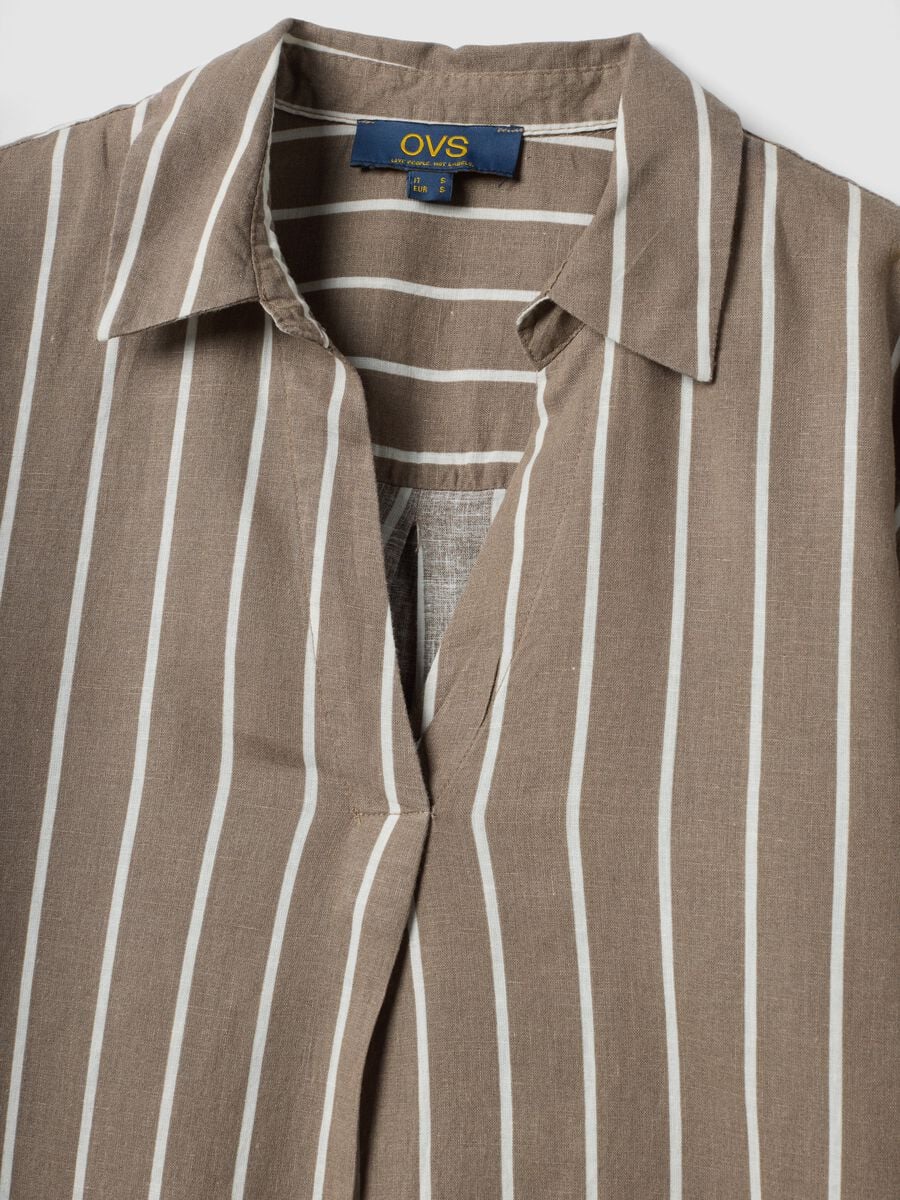 Brown striped linen-viscose blend shirt_5