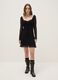 Regular fit black lace dress with square neckline_1