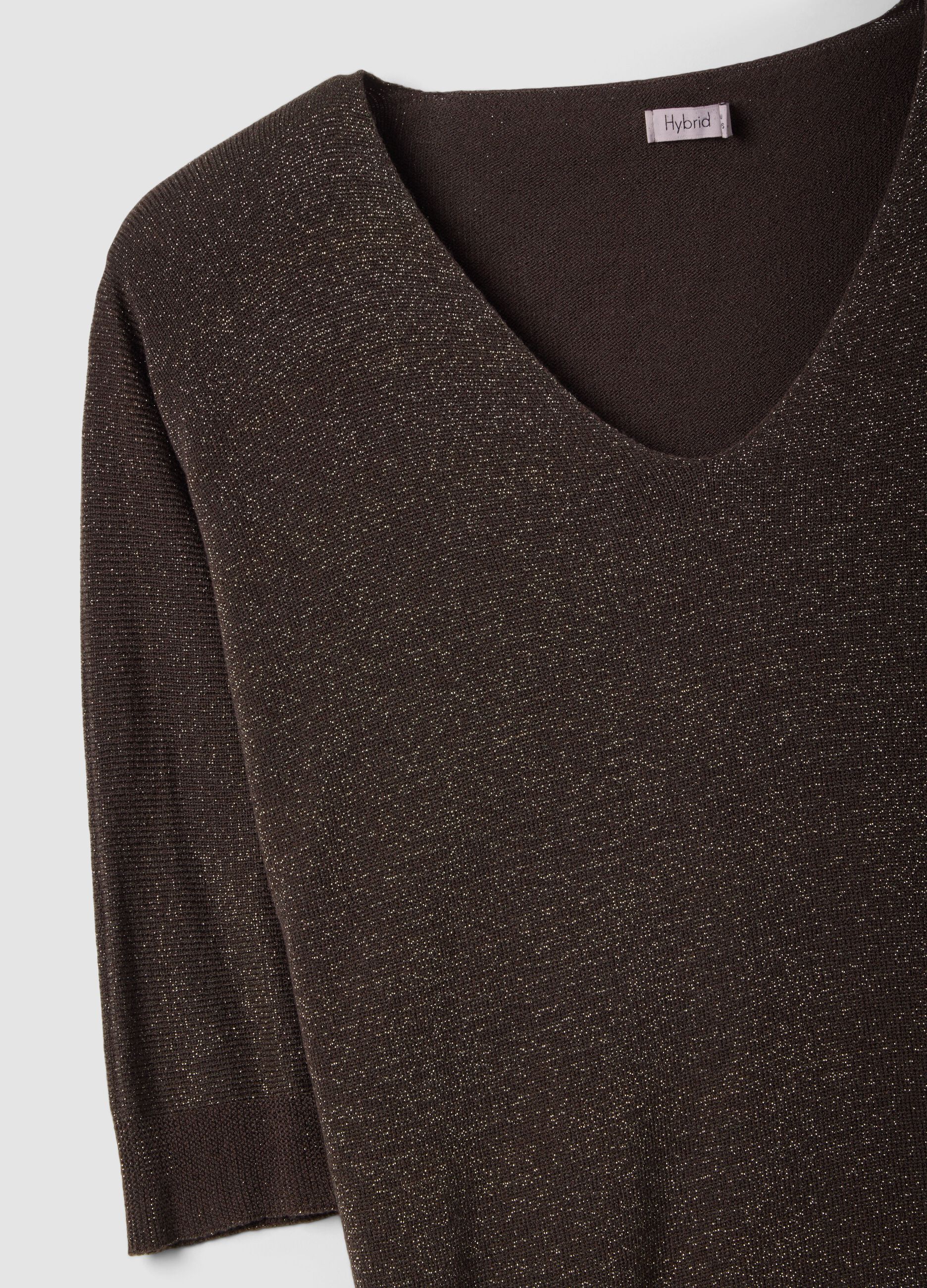 Maglia in misto modal marrone regular fit con design scintillante