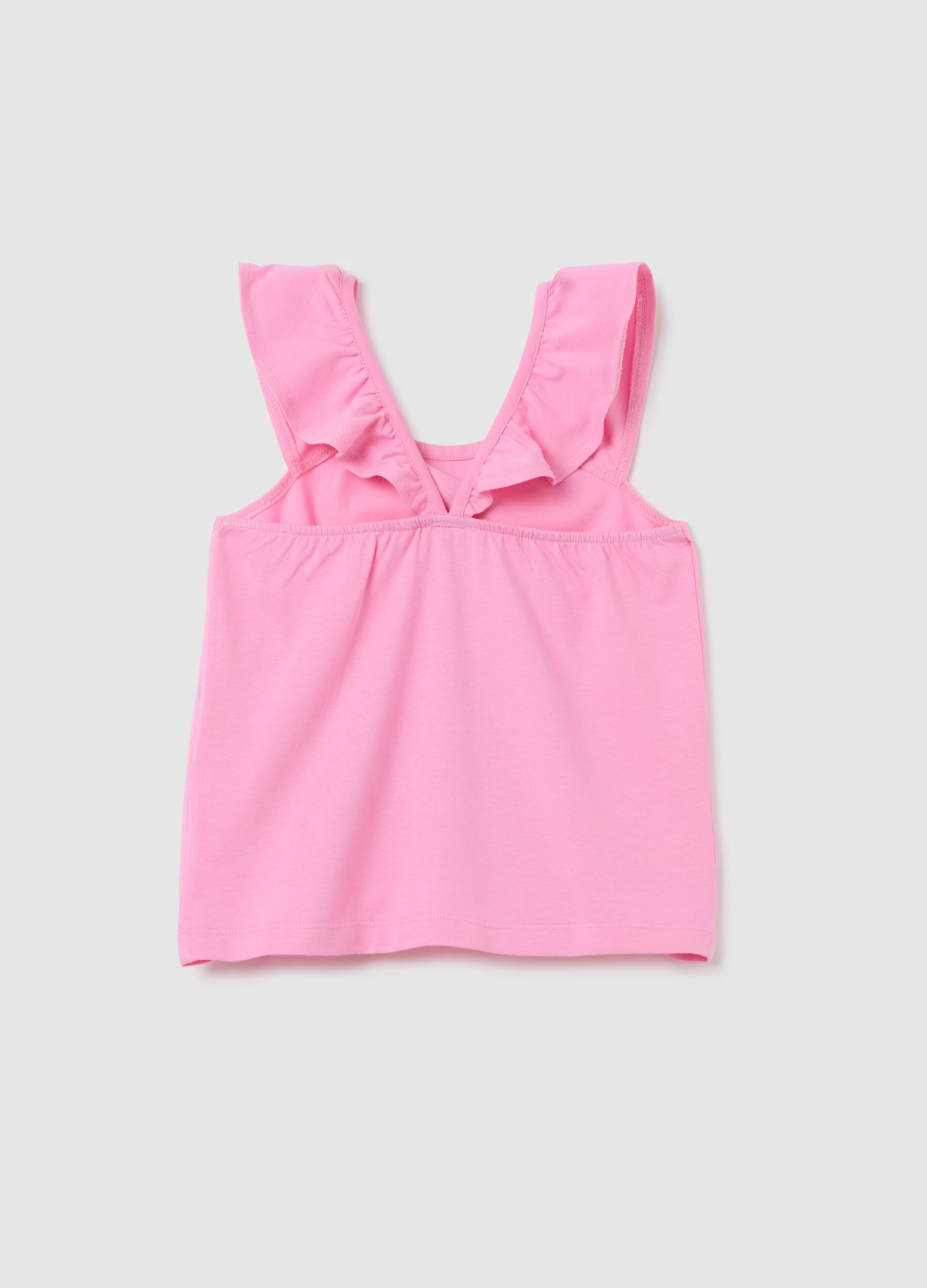 Girls' stretch cotton pink top with regular fit