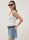 White fitted stretch-cotton tank top_0