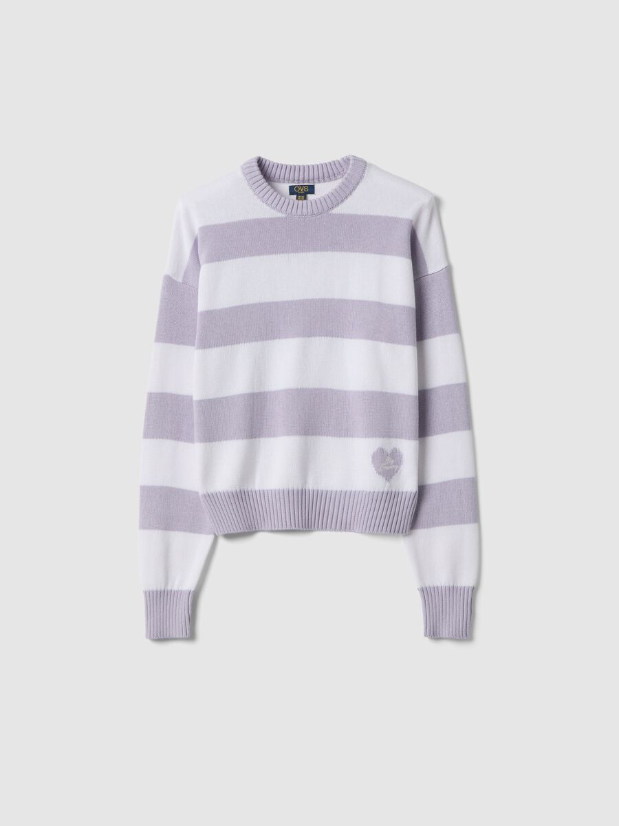 Regular fit girl's multicoloured striped cotton blend jumper_3