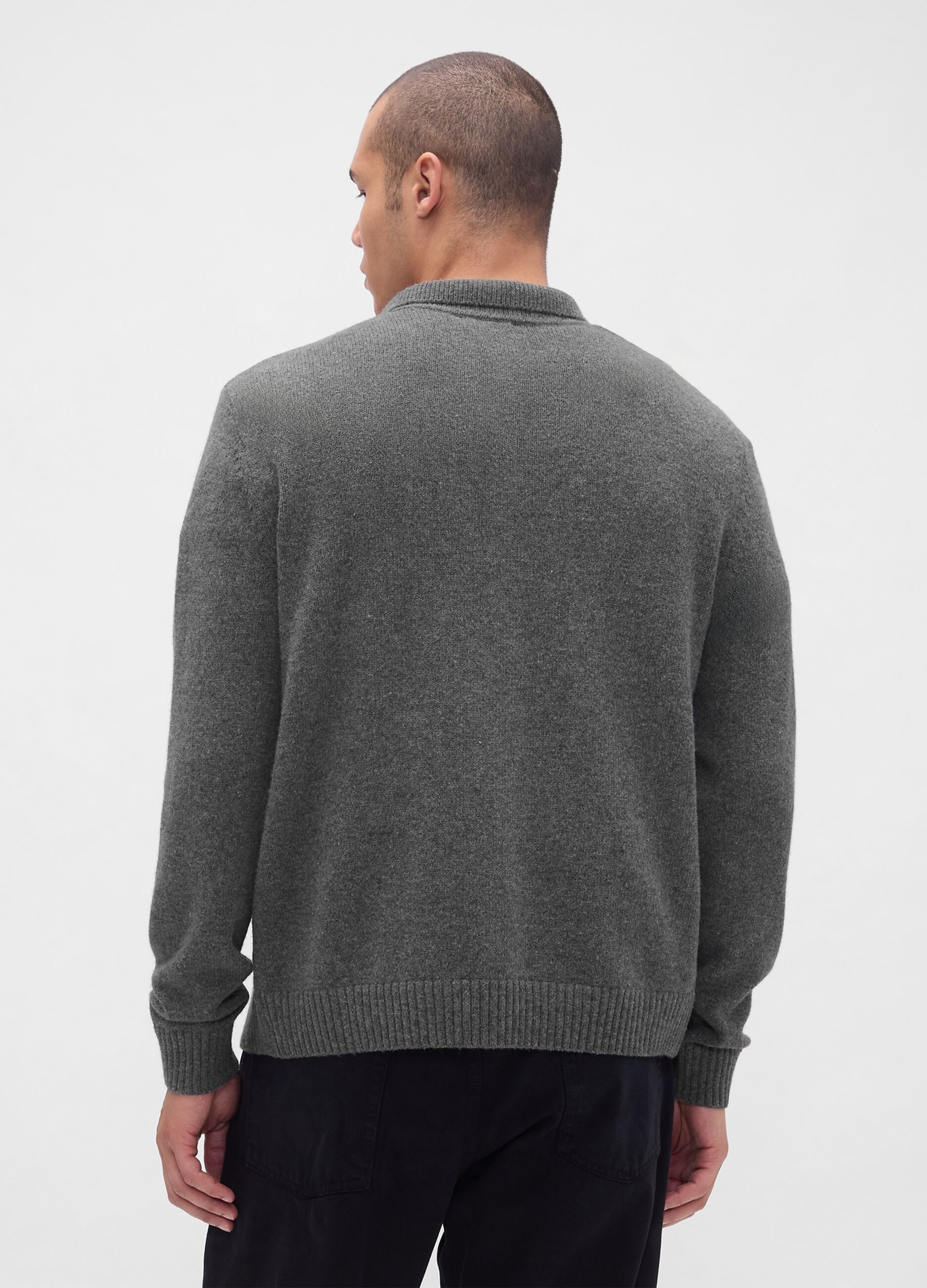 Grey cardigan in wool and polyamide