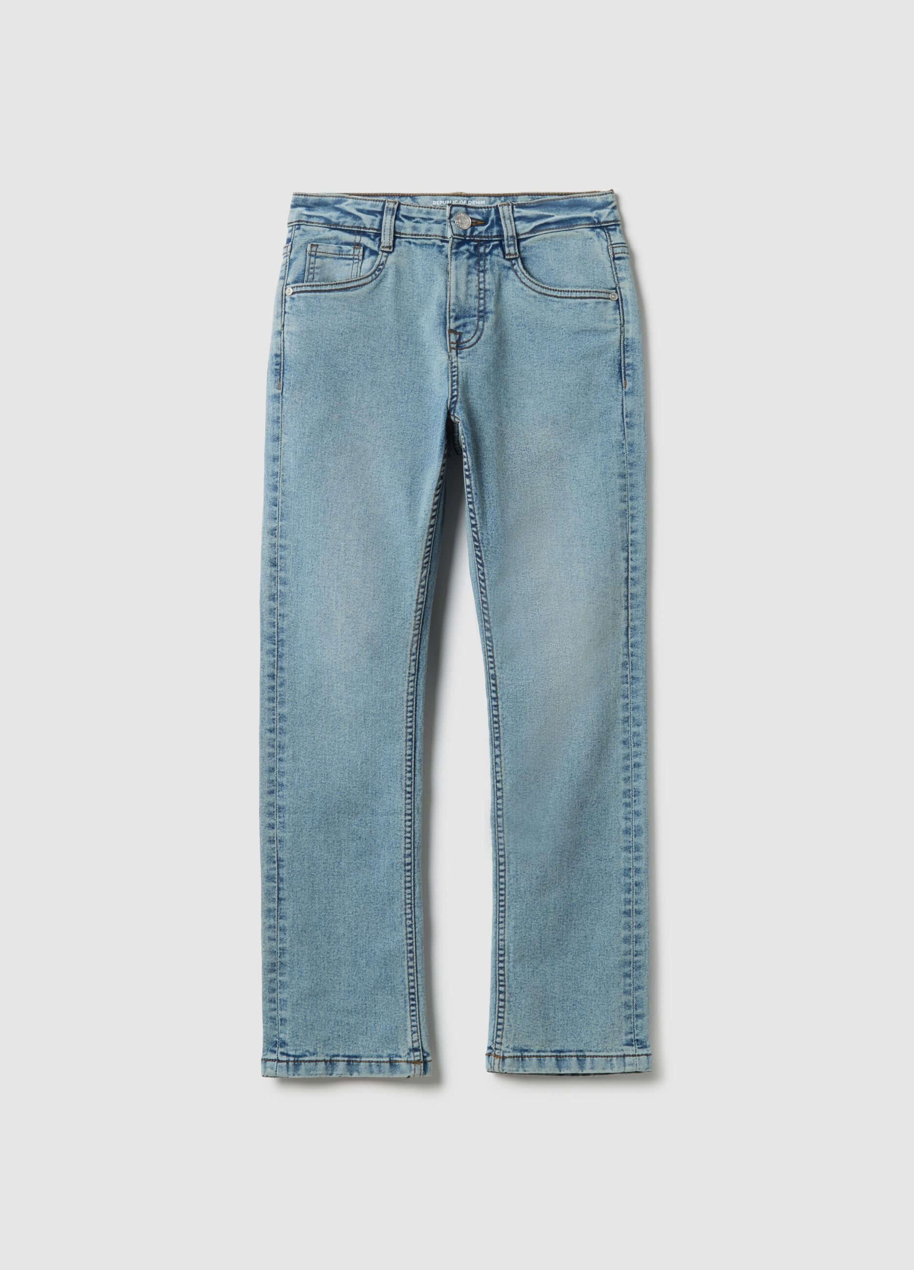 Blue stretch denim regular fit jeans for boys