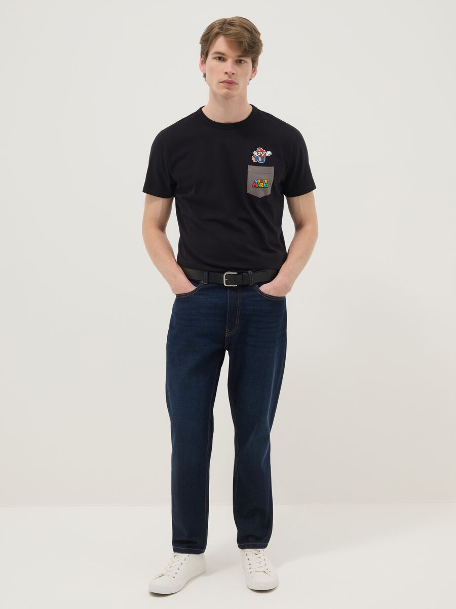 Black pure cotton regular fit T-shirt with Super Mario print_2