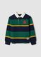 Boys&rsquo; multicolour pure cotton striped rugby polo with classic collar_3