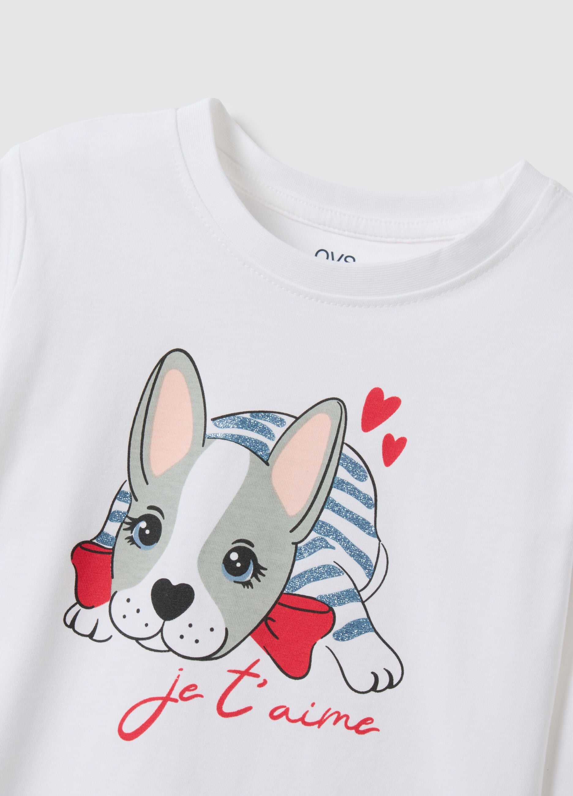 White Pure Cotton Girls' T-Shirt Regular Fit