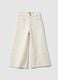 Girls' white cotton culotte trousers with embroidery_0