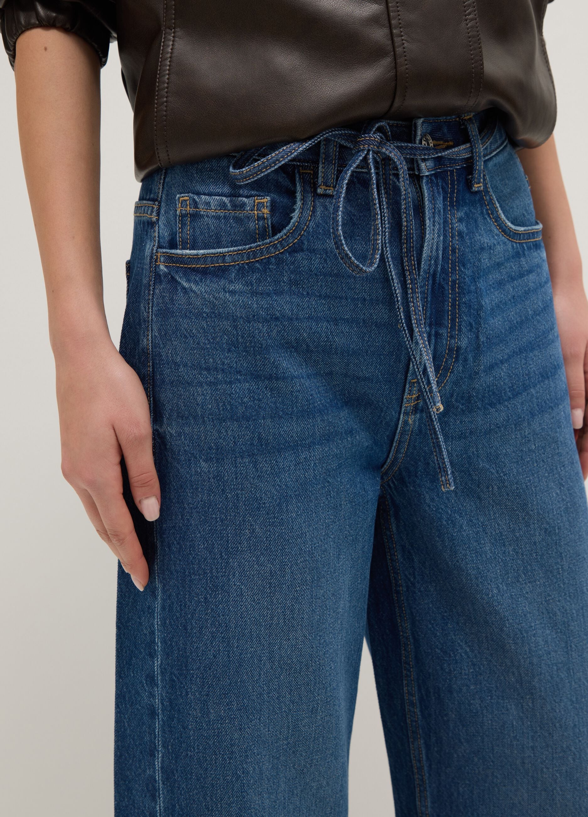 Wide Leg Pure Cotton Blue Jeans