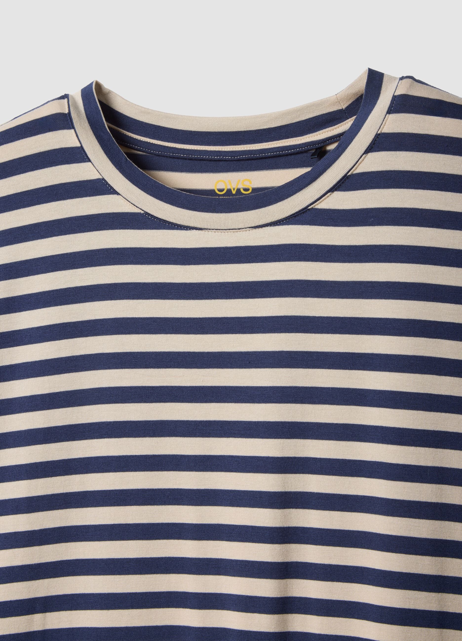 Regular-fit multicolour striped stretch viscose T-shirt