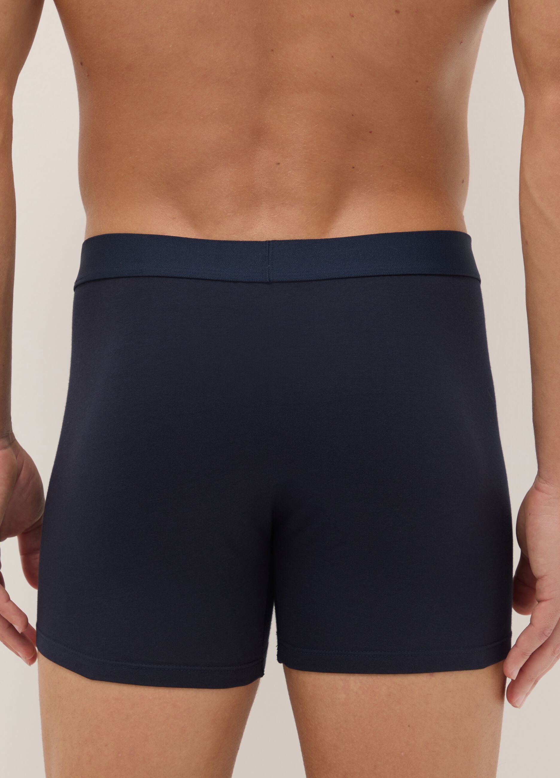 3-pack blue midi boxers in stretch organic cotton, regular fit