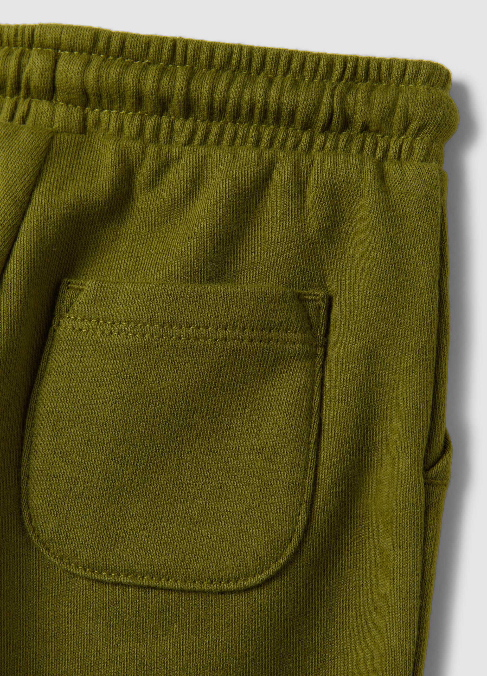 Green pure organic cotton joggers with drawstring for baby boy