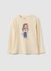 Beige pure cotton T-shirt for girls regular fit_0
