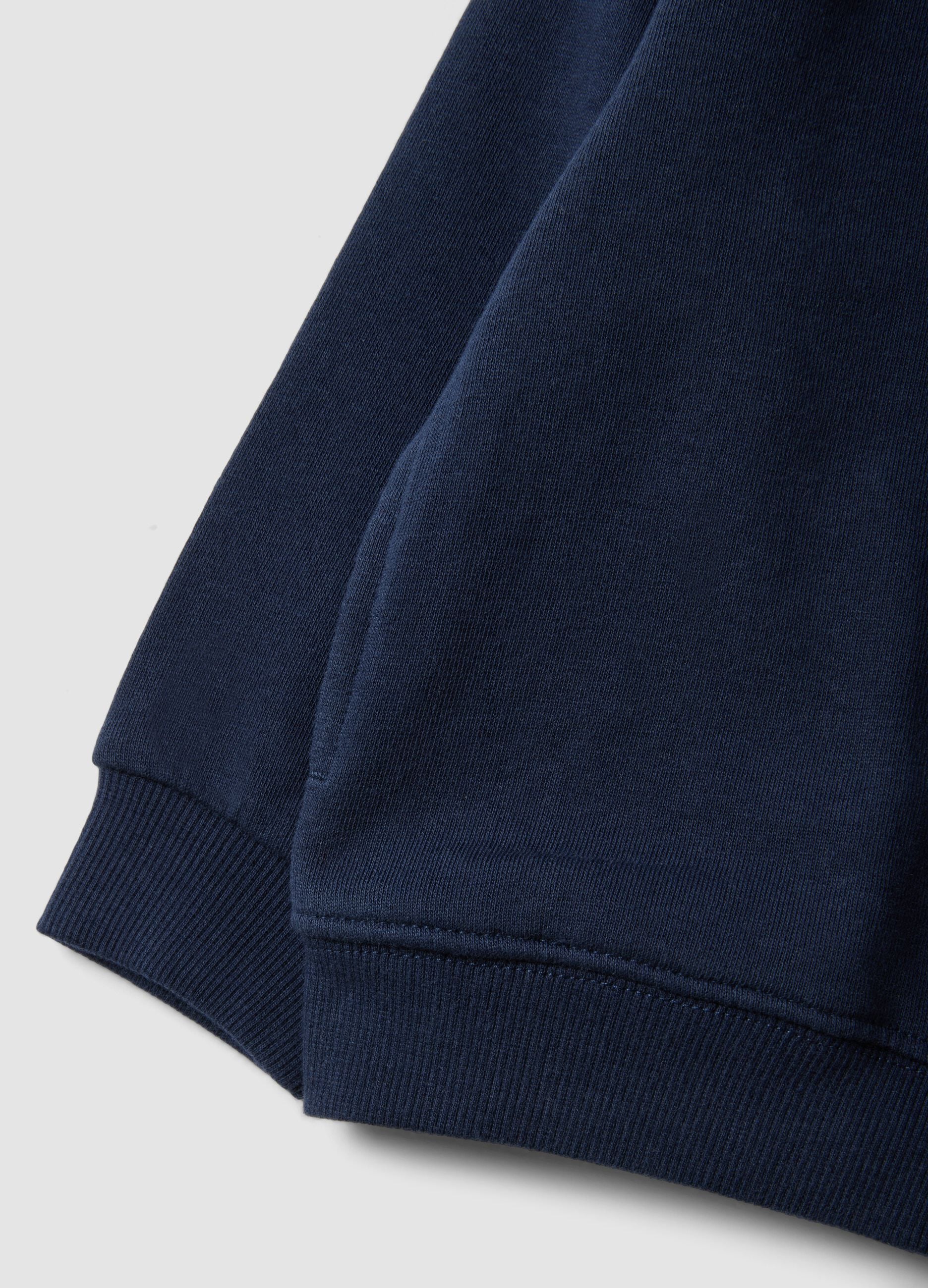 Blue organic cotton crew-neck sweatshirt for baby boy