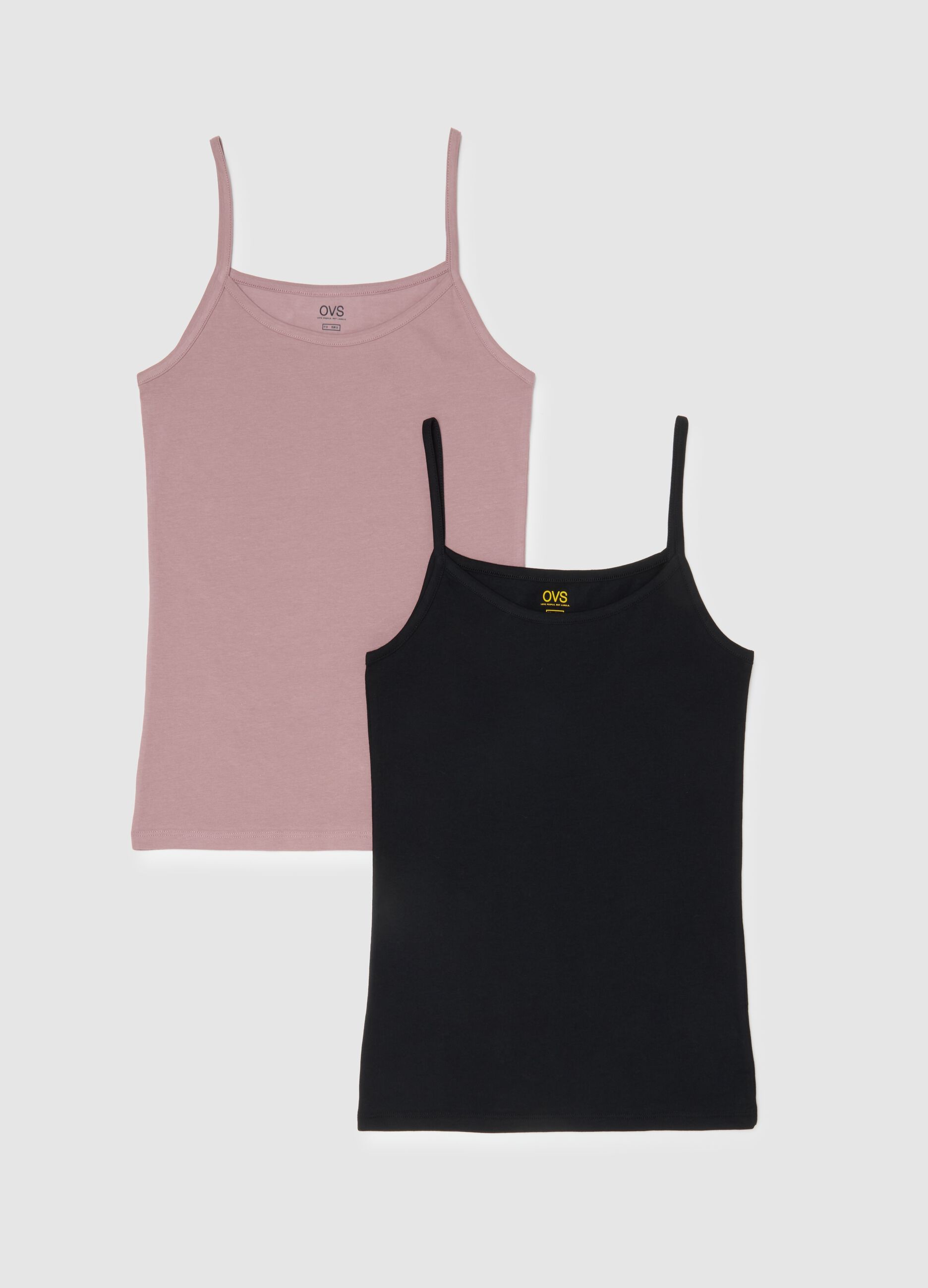 Pack of two stretch cotton vests in multicolour regular fit