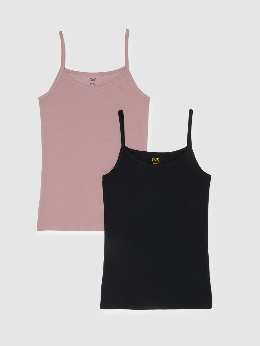 Pack of two stretch cotton vests in multicolour regular fit_4