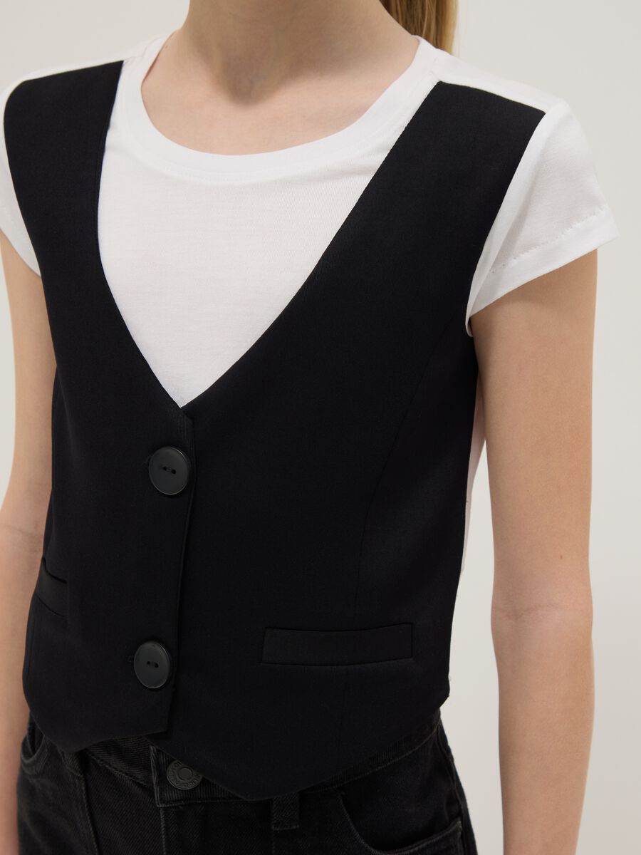 Girl's multicolour pure viscose regular fit t-shirt with waistcoat_2