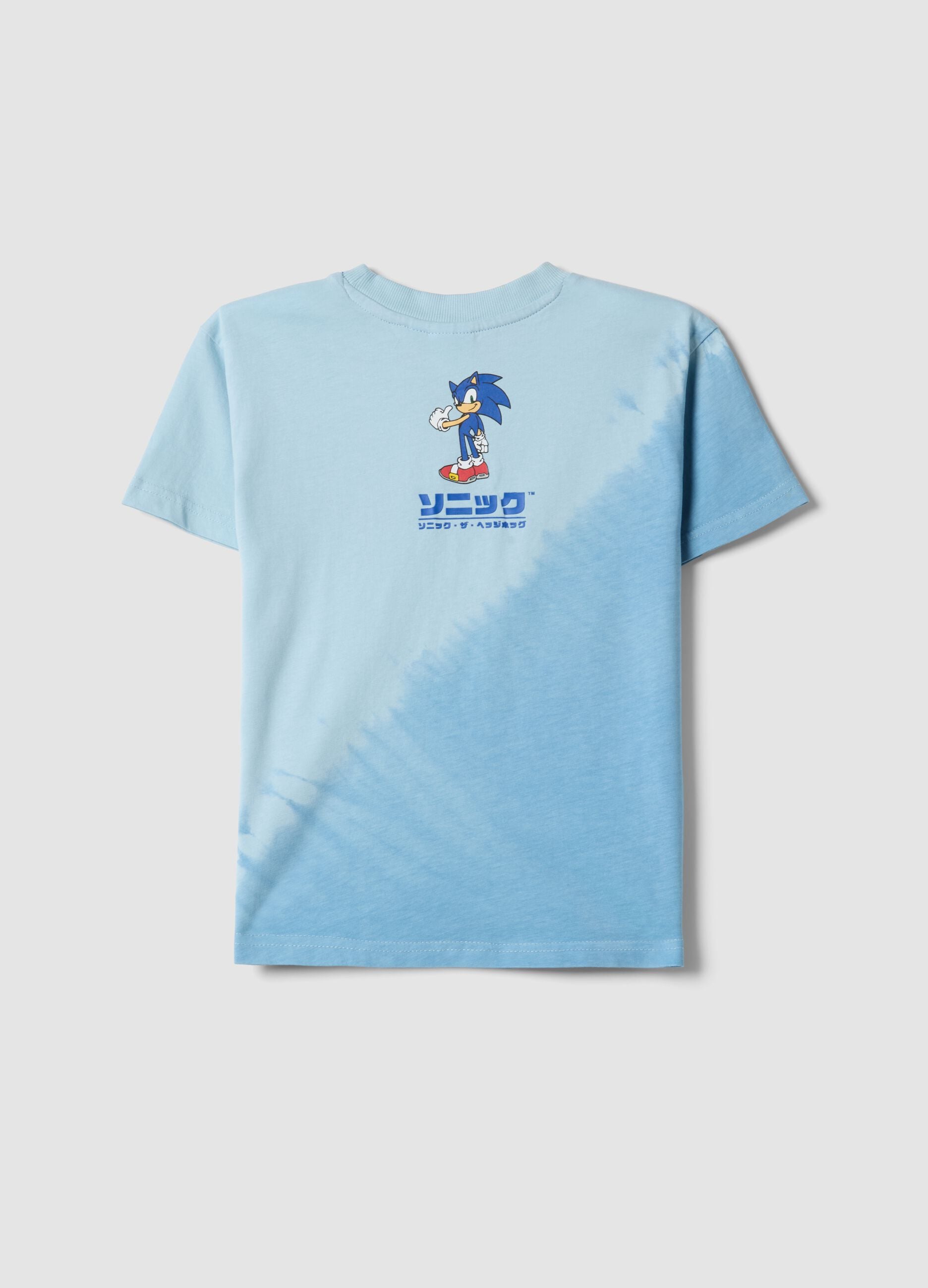 Blue pure cotton children's t-shirt regular fit with Sonic