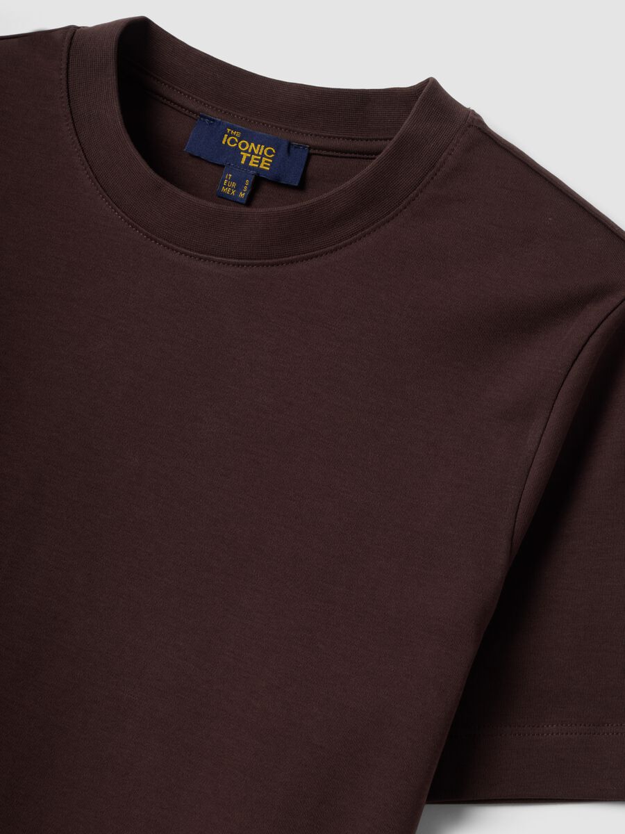 T-shirt relaxed fit marrone in puro cotone a maniche corte_6