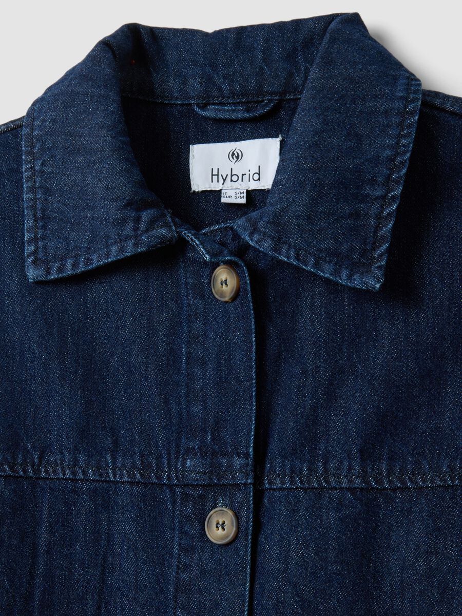 Blue regular fit pure cotton denim jacket with pockets_5