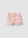 Pink pure cotton shorts with tropical print_0