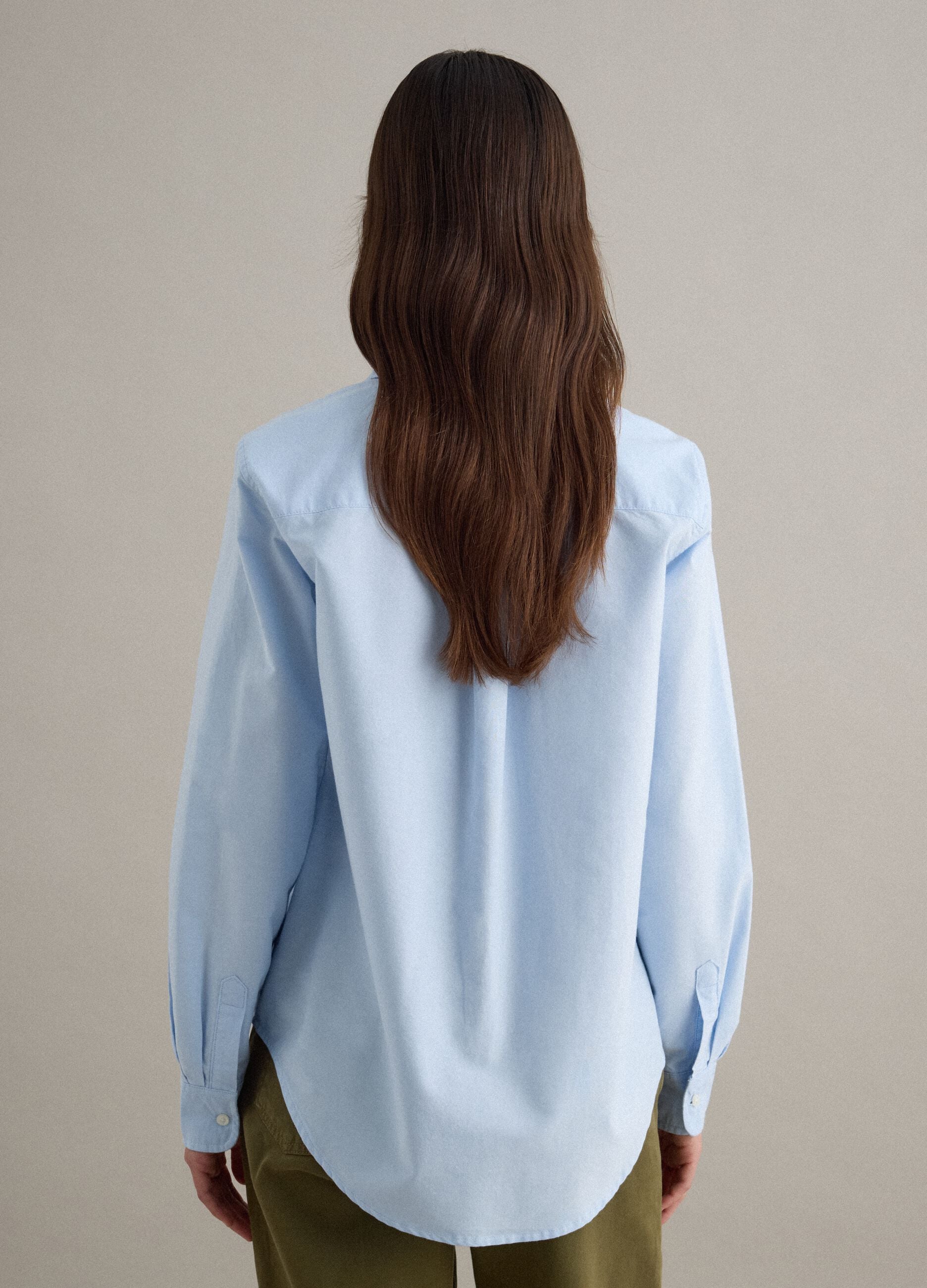 Light blue regular fit pure cotton long-sleeved shirt