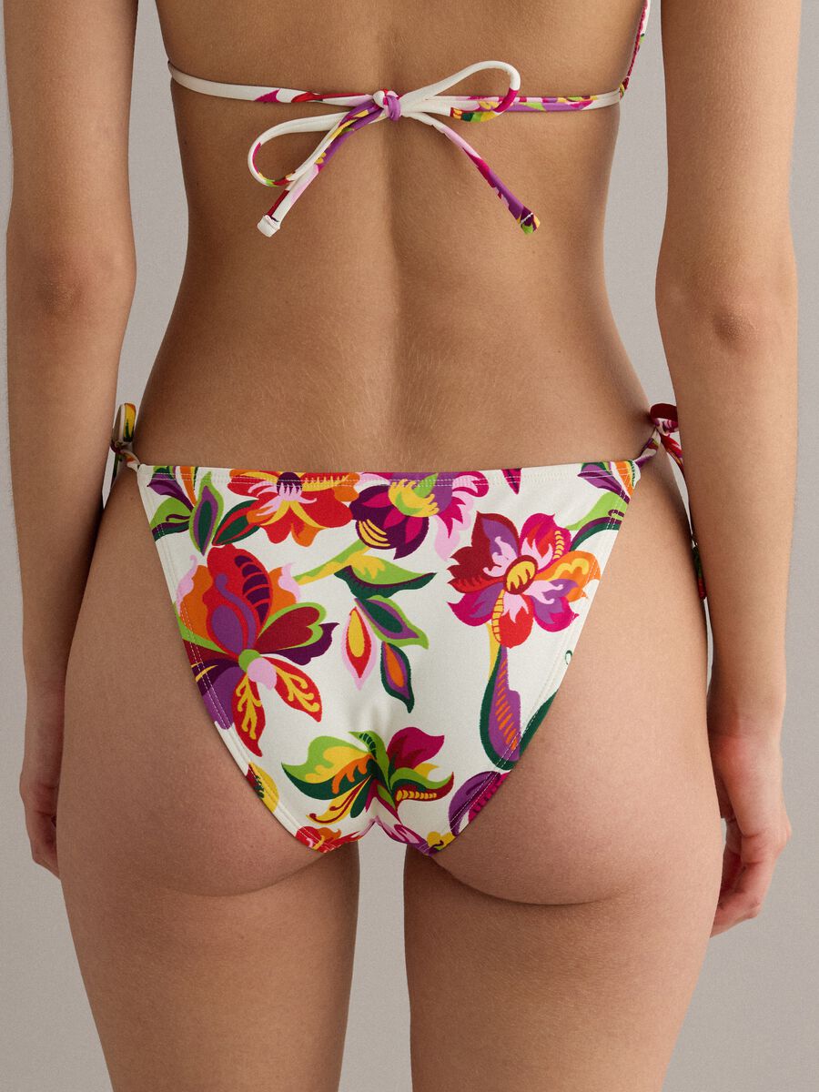 Multicolour bikini bottoms in stretch fabric with side ties_2