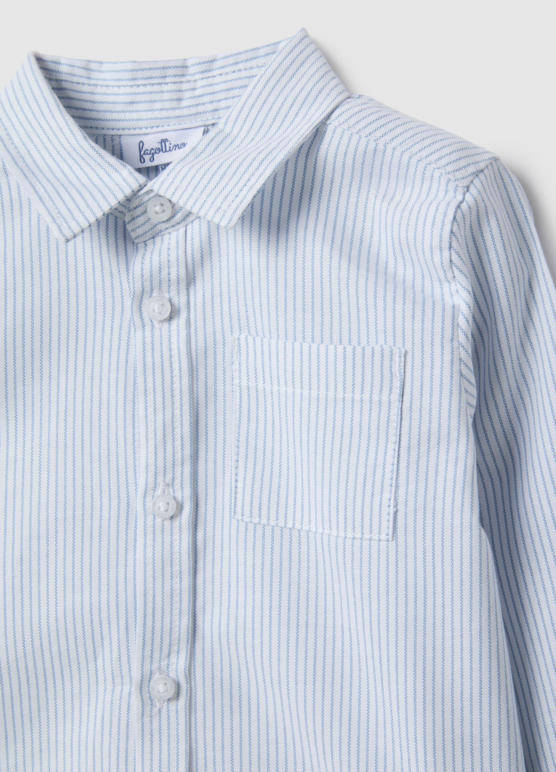 Blue striped pure cotton regular fit shirt for boy