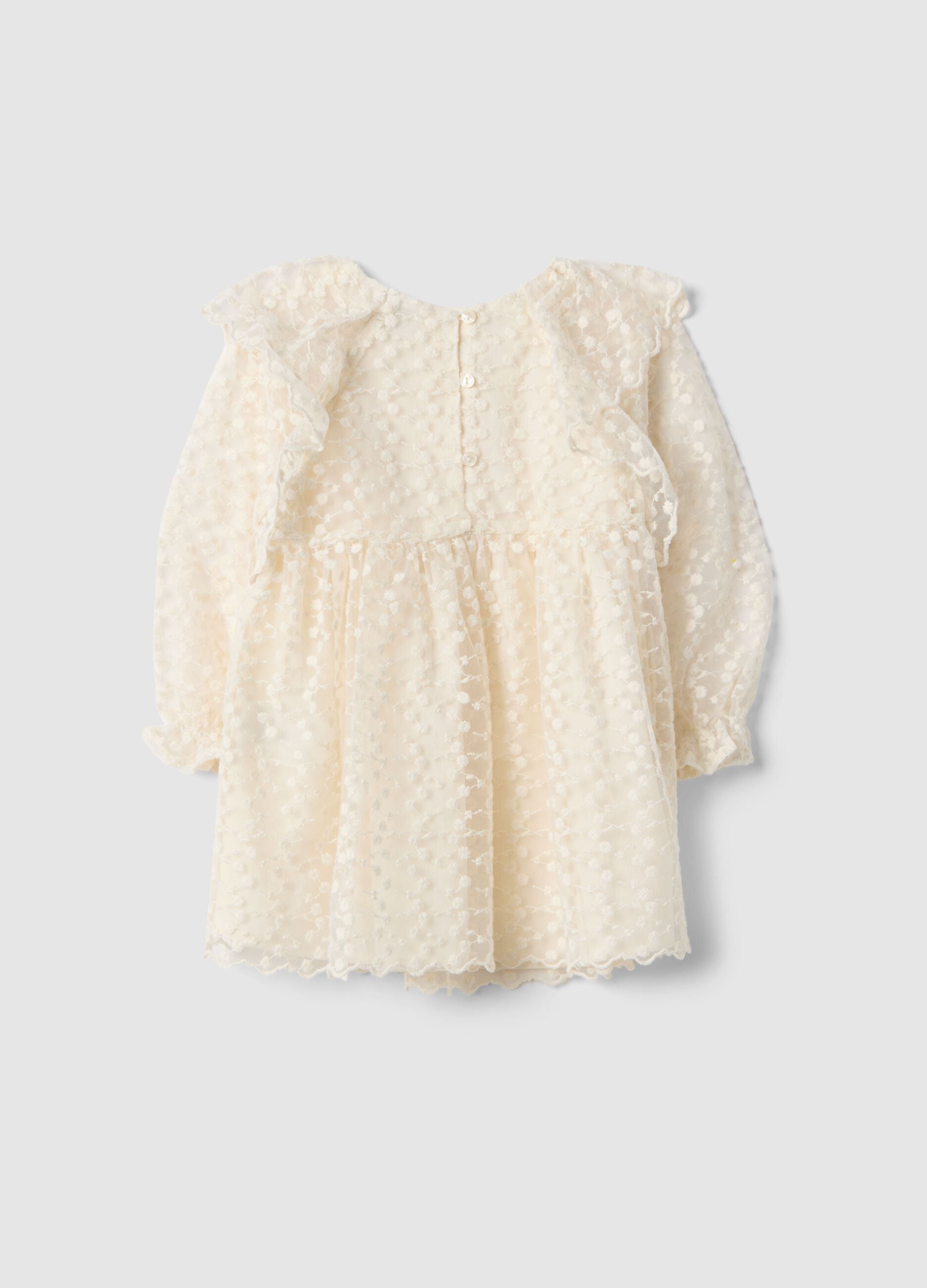 Girl's regular fit long beige cotton-blend dress