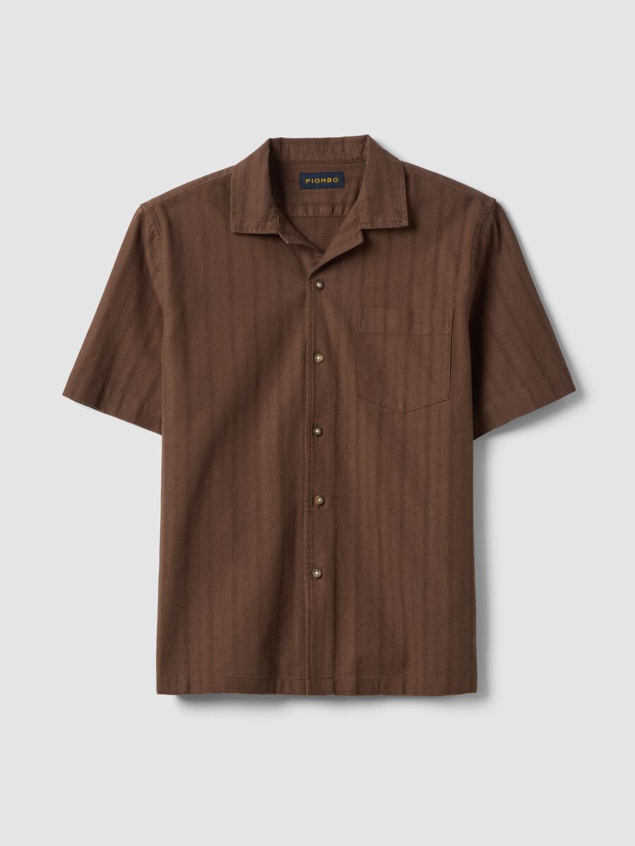 Brown pure cotton regular-fit striped shirt with chest pocket_4