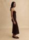 Brown pure cotton slim fit dress with knitted texture_3