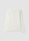 White stretch organic cotton printed T-shirt for girls_1