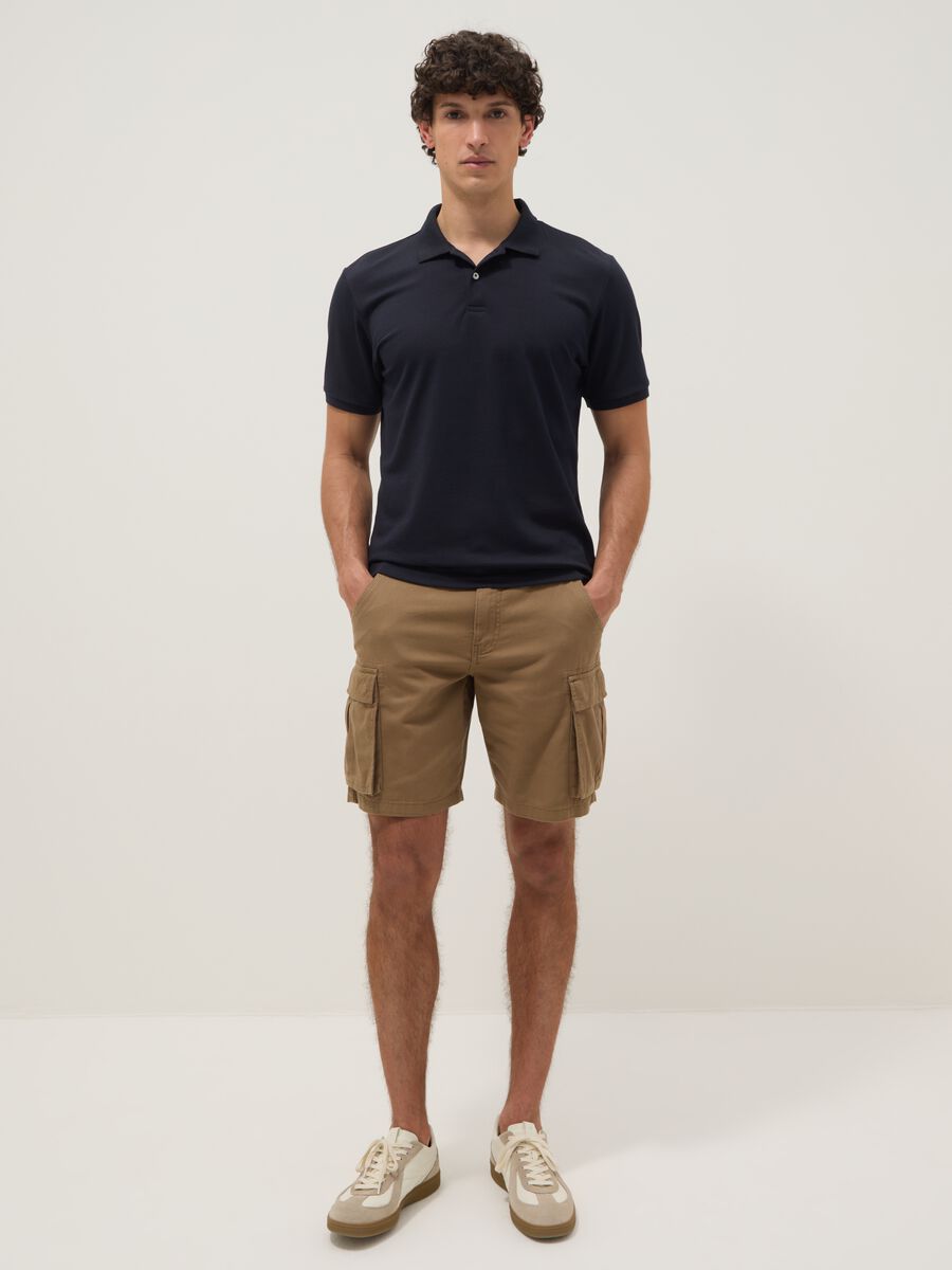 Brown pure cotton regular-fit cargo shorts_0