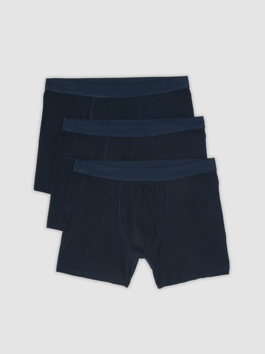 Tripack di boxer midi blu in cotone organico_4