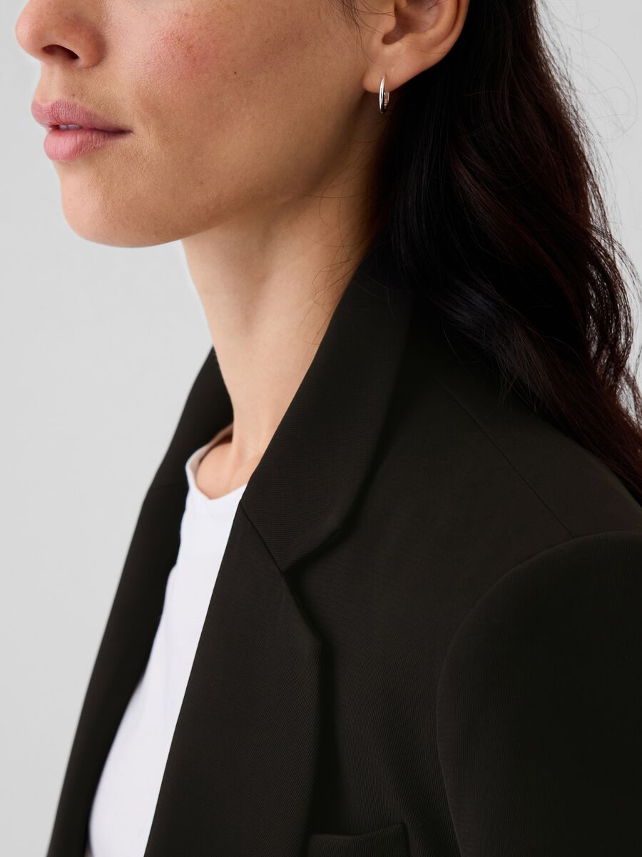 Solid colour single-breasted blazer_3