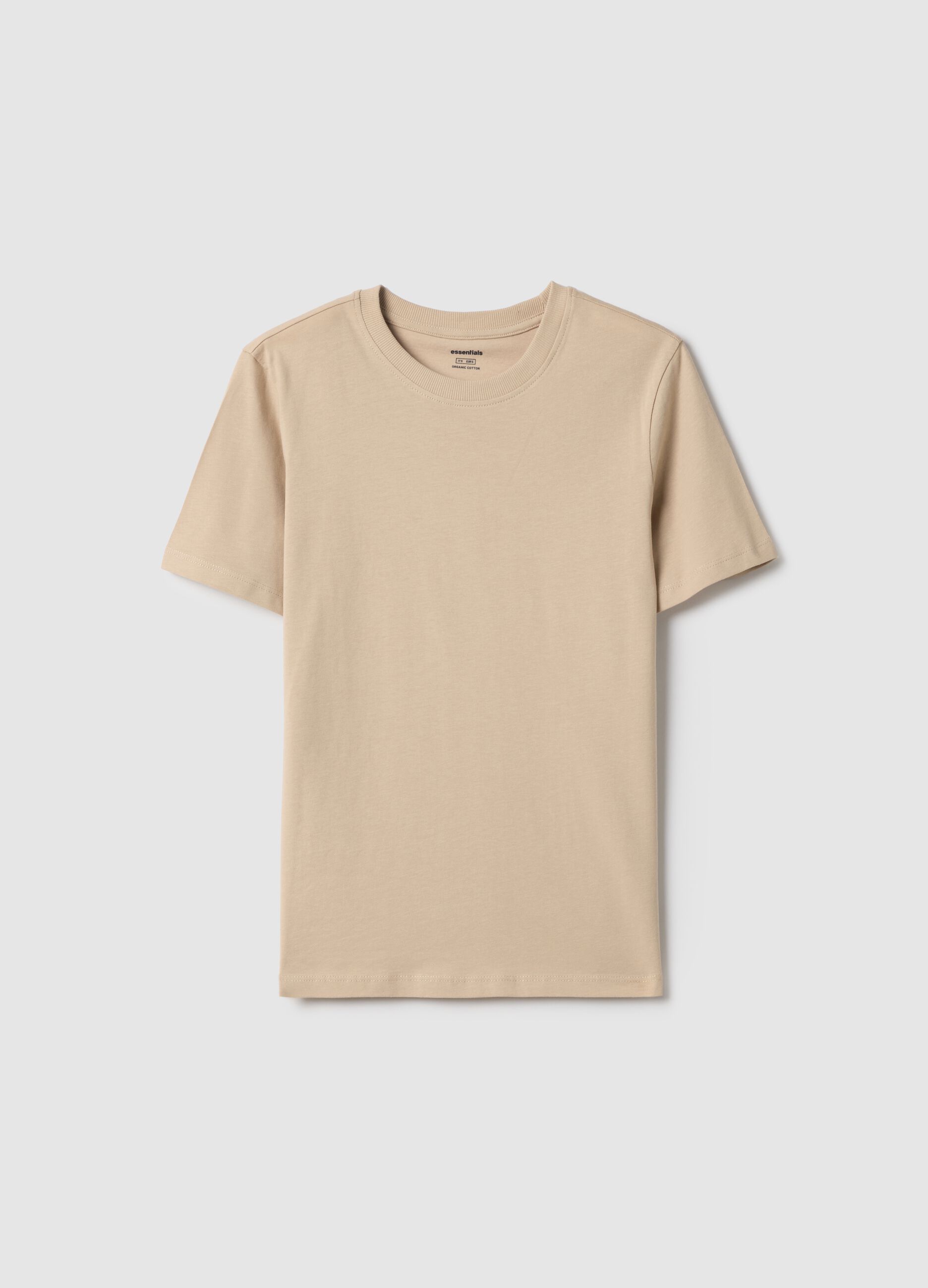 Beige pure cotton regular fit T-shirt