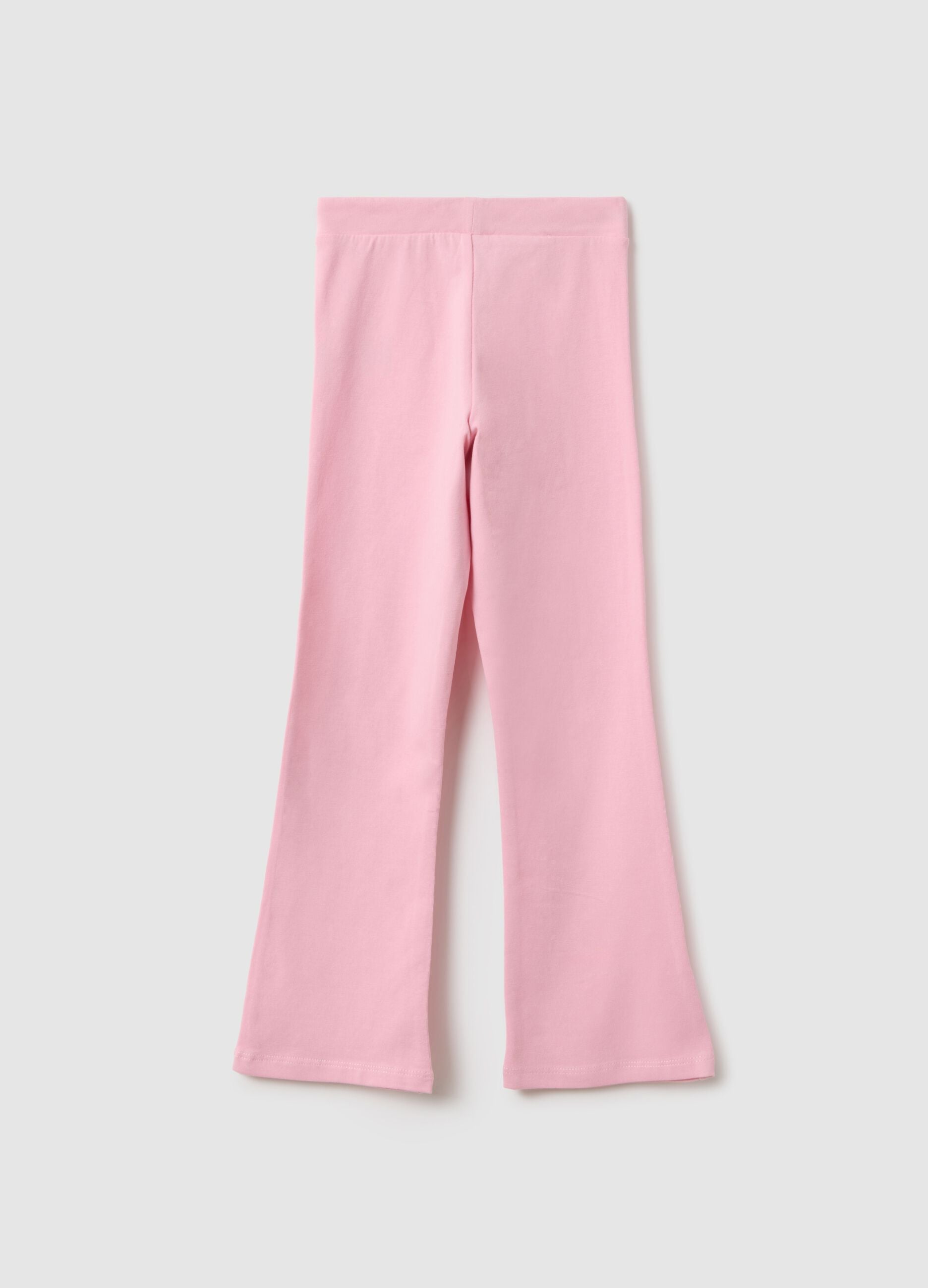 Girls' pink stretch cotton flare fit leggings