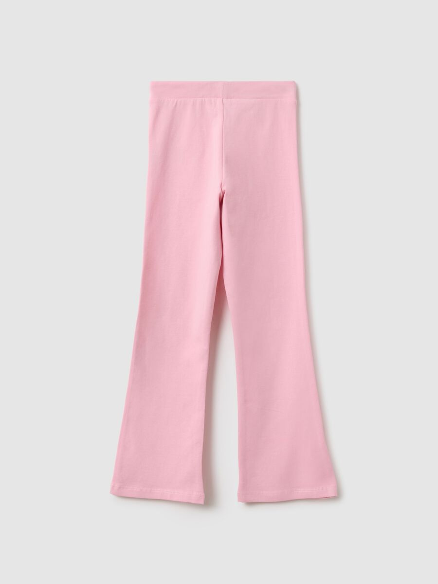 Girls' pink stretch cotton flare fit leggings_1