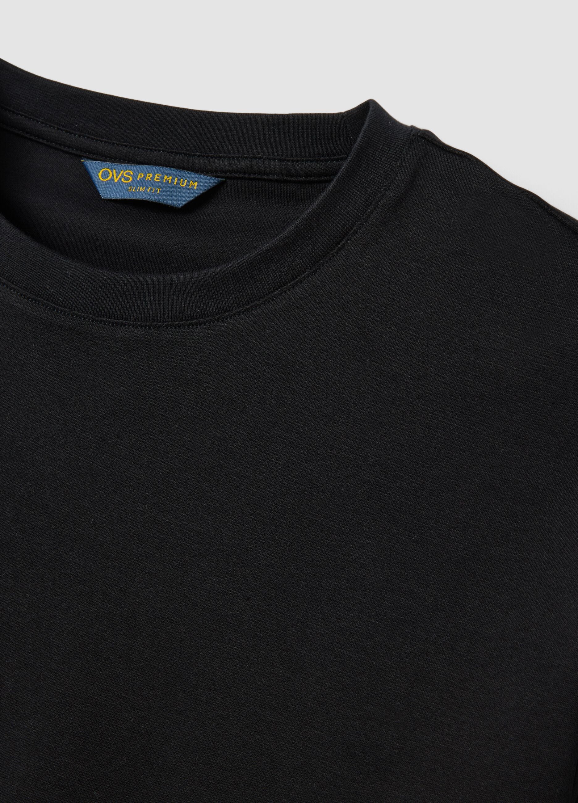 Black slim-fit T-shirt in pure mercerised cotton