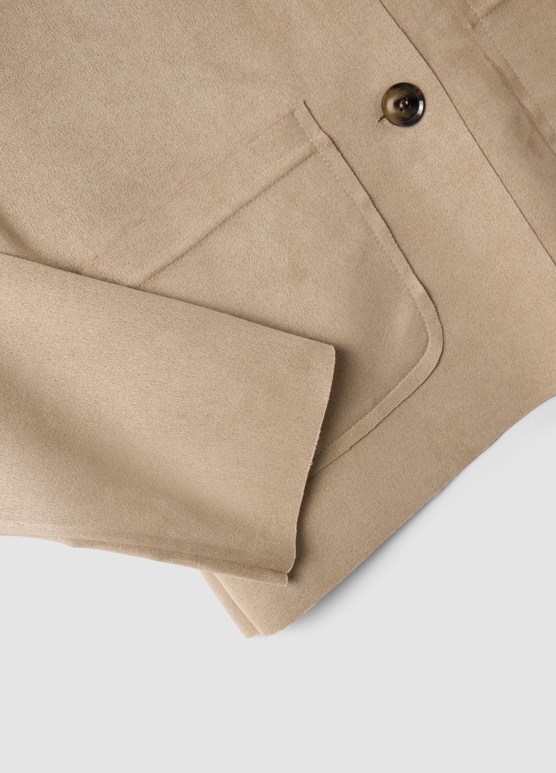 Beige regular fit jacket with front pockets