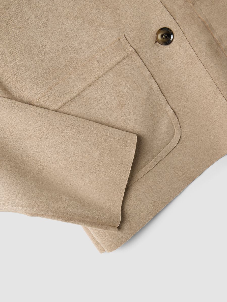 Beige regular fit jacket with front pockets_5