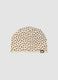 Beige stretch cotton hat with animal print for girls_0