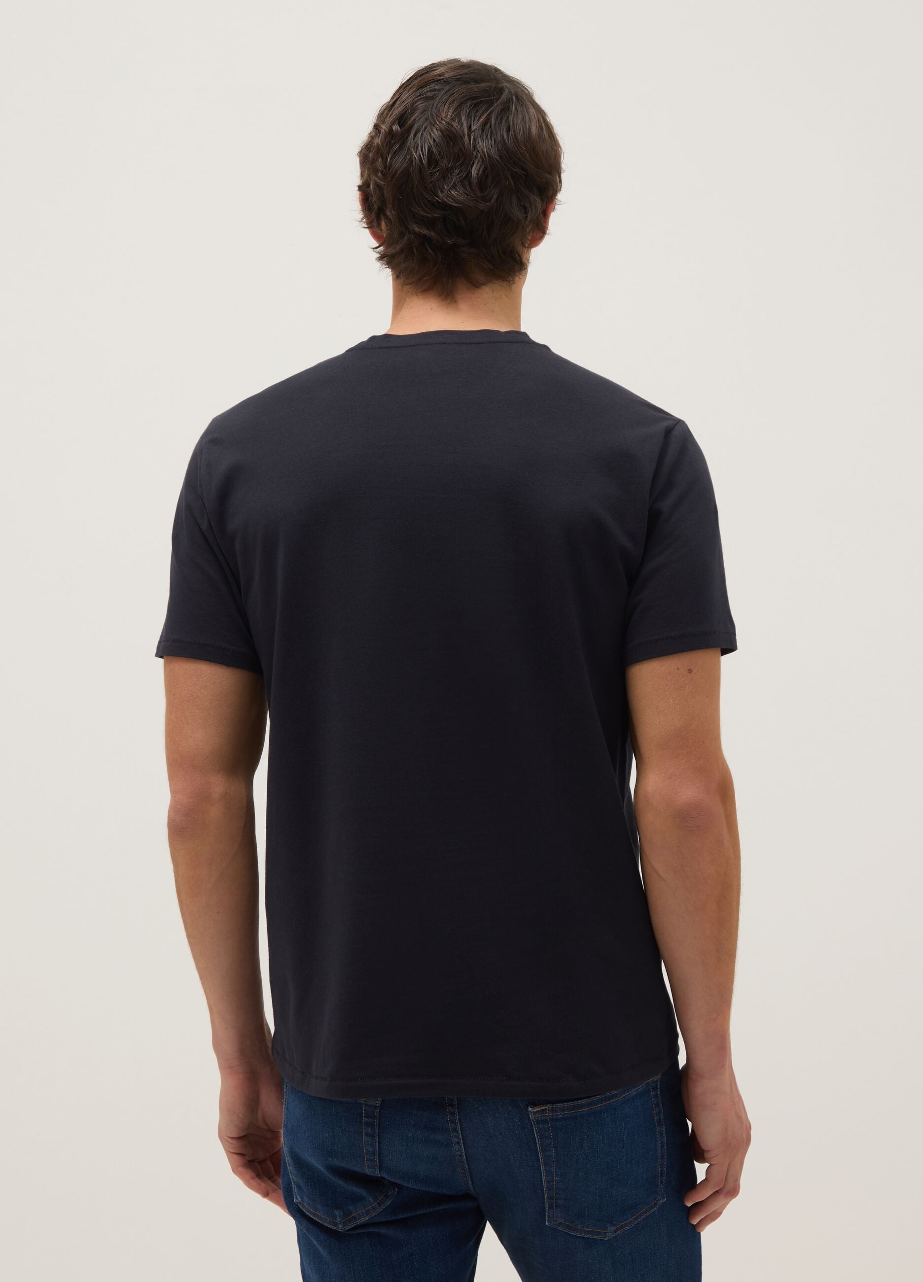 Black slim fit stretch cotton T-shirt