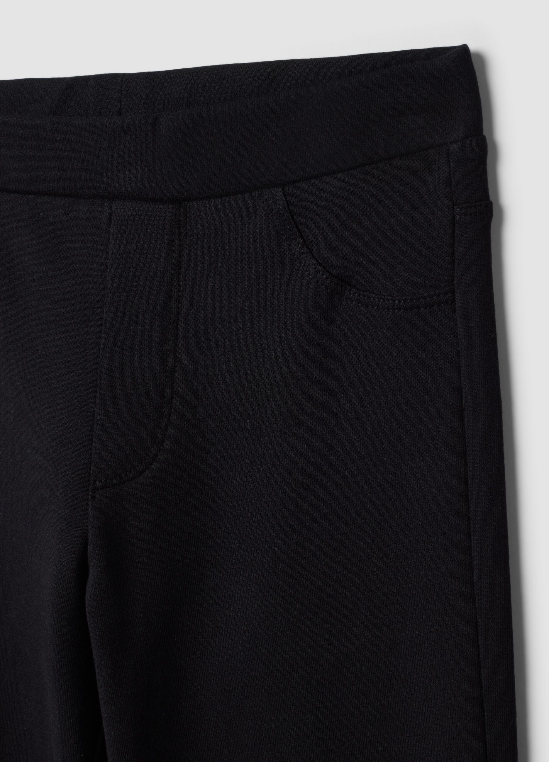 Girls' black slim-fit stretch organic cotton trousers