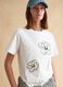 T-shirt in puro cotone bianca regular fit con fiori_0