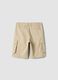 Beige stretch cotton cargo shorts for boys with regular fit_4