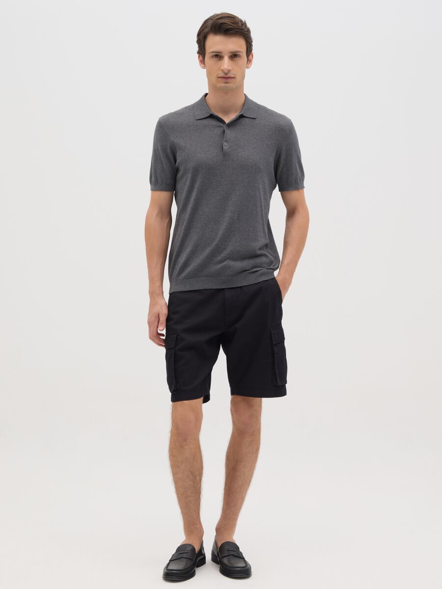 Men&rsquo;s black regular fit Bermuda shorts in 100% cotton_0