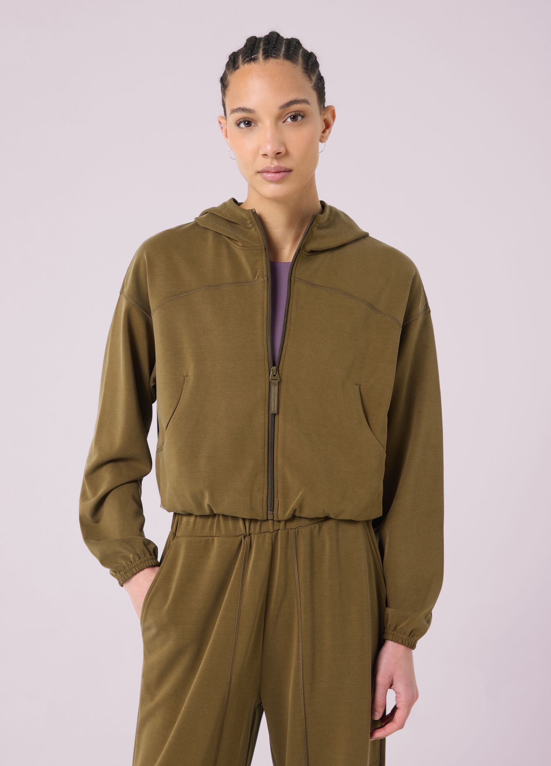 ALTAVIA STUDIO Hooded Full-Zip Crop
