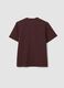 Brown relaxed-fit pure cotton T-shirt with embroidered slogan_1